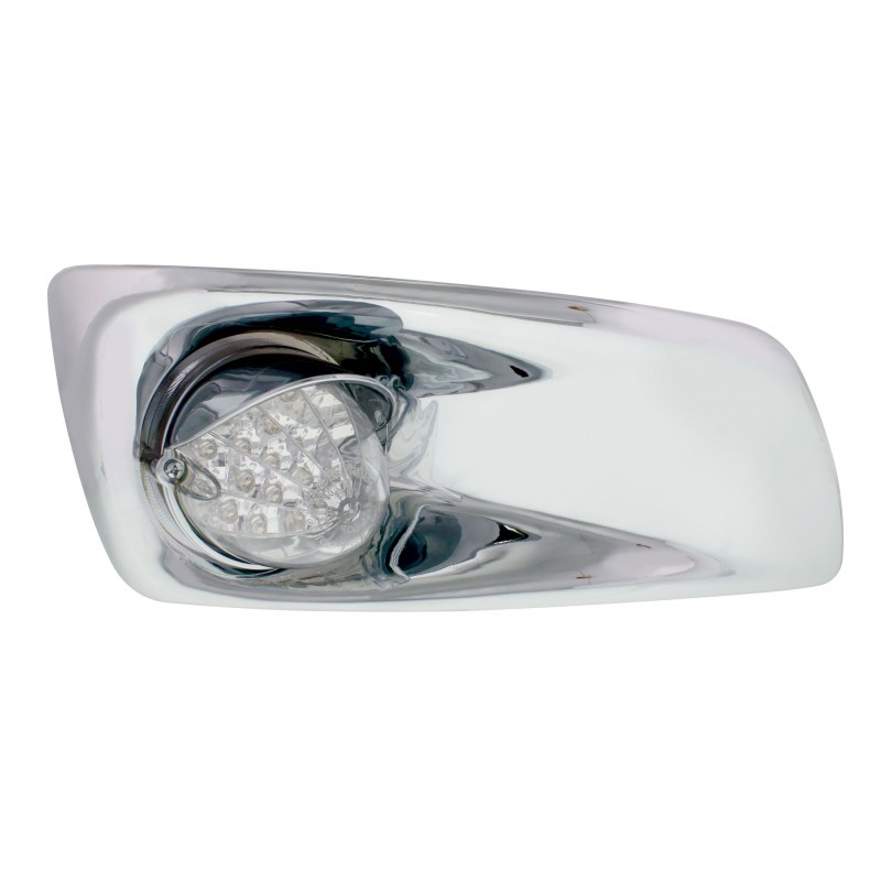 19 Amber Led Kenworth T660 Passenger Front Bumper Single Functionlight W/  Reflector W/ Visor - Clear Lens