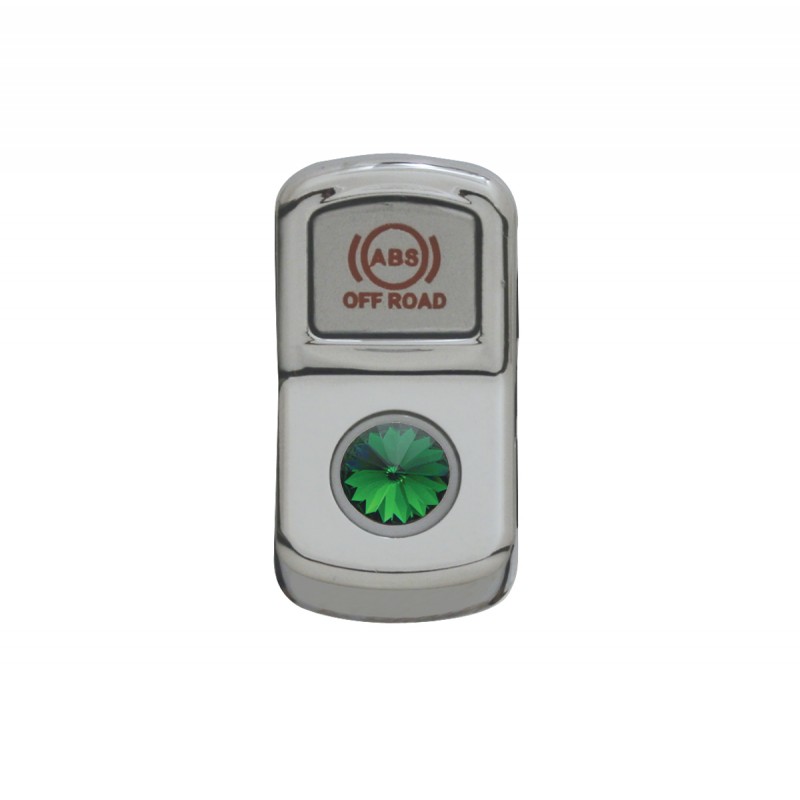 Chrome Plastic "Abs Off Road" Rocker Switch Cover W/ Diamond - Green