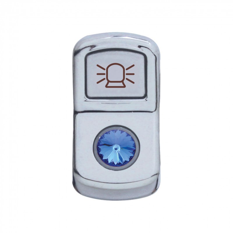 Chrome Plastic "Beacon Light" Rocker Switch Cover W/ Diamond - Blue