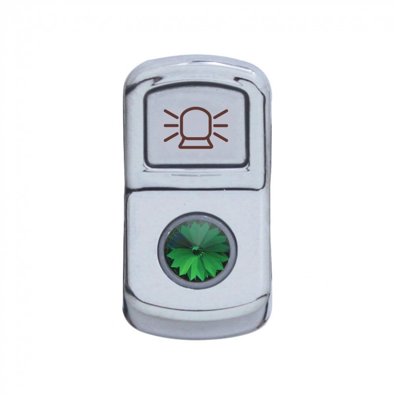 Chrome Plastic "Beacon Light" Rocker Switch Cover W/ Diamond - Green