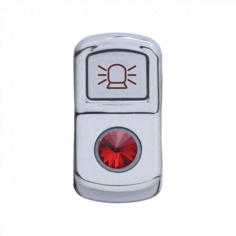 Chrome Plastic "Beacon Light" Rocker Switch Cover W/ Diamond - Red