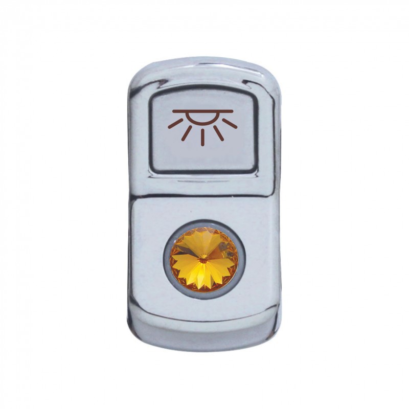 Chrome Plastic "Cab Light" Rocker Switch Cover W/ Diamond - Amber