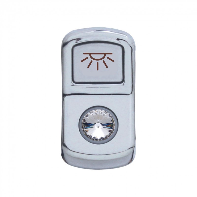 Chrome Plastic "Cab Light" Rocker Switch Cover W/ Diamond - Clear