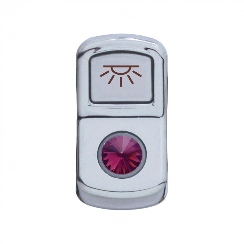 Chrome Plastic "Cab Light" Rocker Switch Cover W/ Diamond - Purple