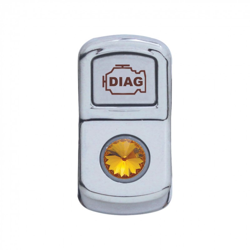 Chrome Plastic "Diagnostic" Rocker Switch Cover W/ Diamond - Amber