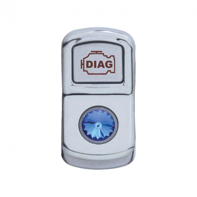 Chrome Plastic "Diagnostic" Rocker Switch Cover W/ Diamond - Blue
