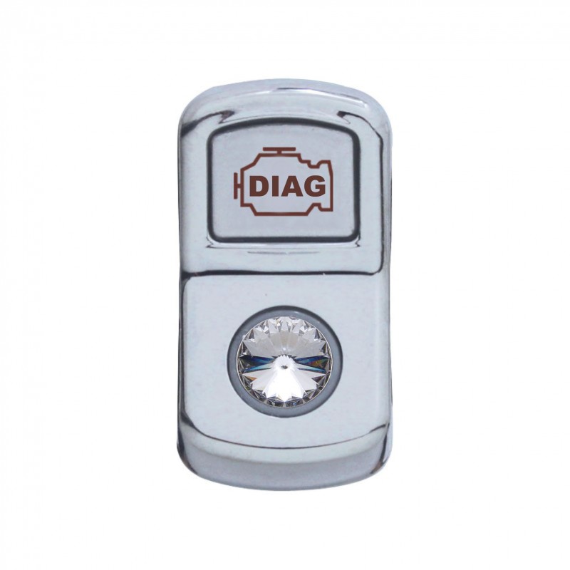 Chrome Plastic "Diagnostic" Rocker Switch Cover W/ Diamond - Clear