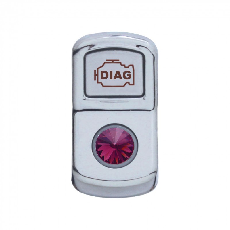 Chrome Plastic "Diagnostic" Rocker Switch Cover W/ Diamond - Purple