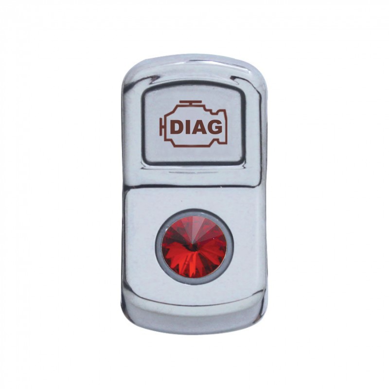 Chrome Plastic "Diagnostic" Rocker Switch Cover W/ Diamond - Red