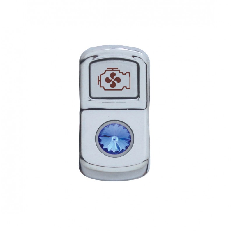 Chrome Plastic "Engine Fan" Rocker Switch Cover W/ Diamond - Blue
