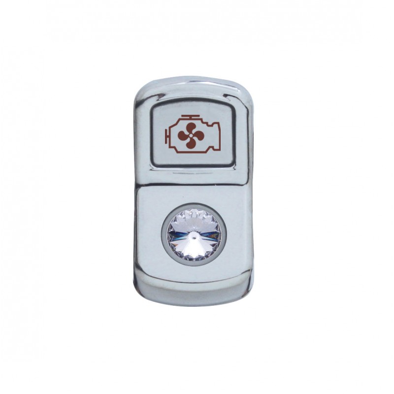 Chrome Plastic "Engine Fan" Rocker Switch Cover W/ Diamond - Clear