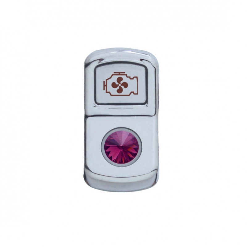 Chrome Plastic "Engine Fan" Rocker Switch Cover W/ Diamond - Purple
