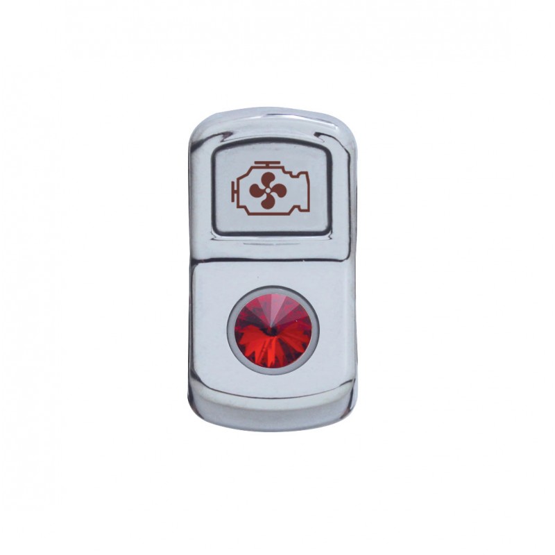 Chrome Plastic "Engine Fan" Rocker Switch Cover W/ Diamond - Red