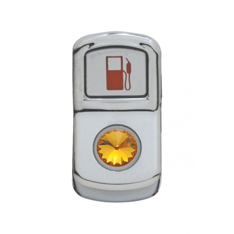 Chrome Plastic "Fuel" Rocker Switch Cover W/ Diamond - Amber