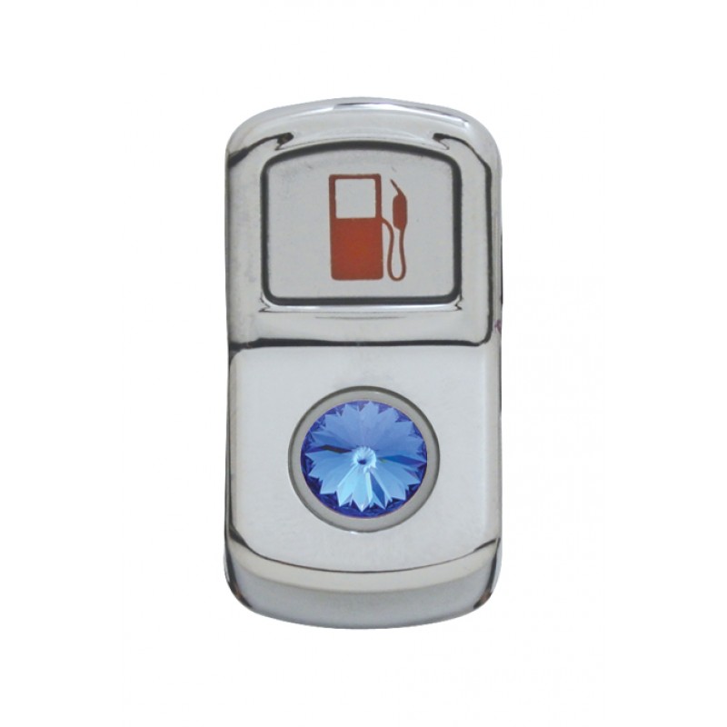 Chrome Plastic "Fuel" Rocker Switch Cover W/ Diamond - Blue