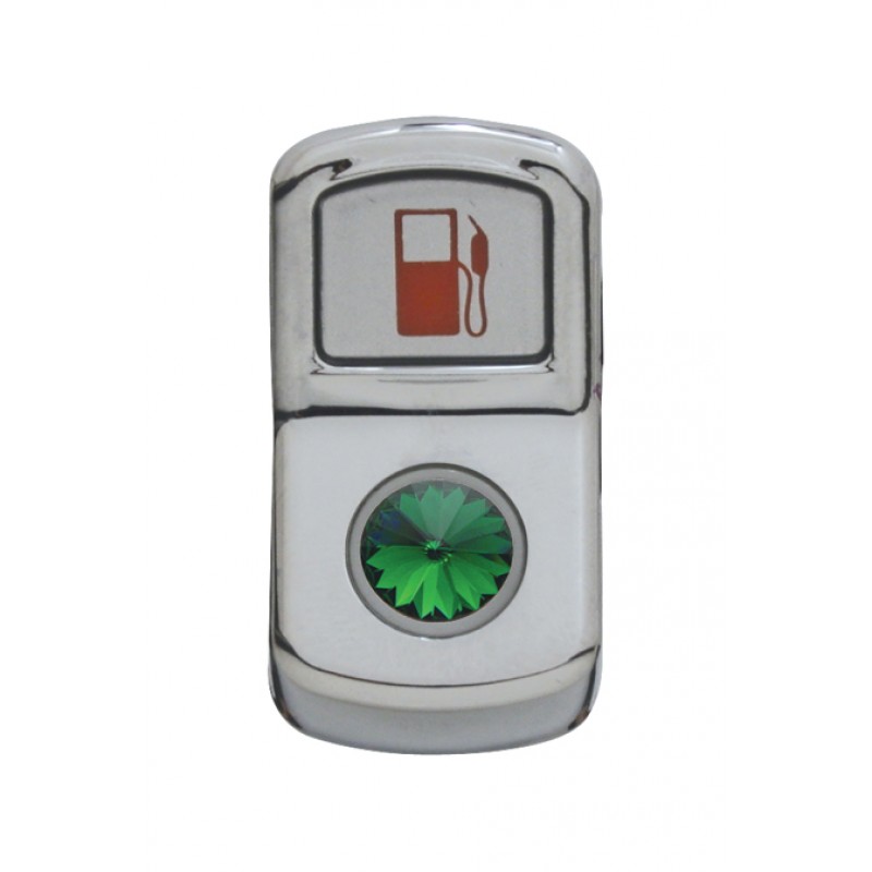 Chrome Plastic "Fuel" Rocker Switch Cover W/ Diamond - Green