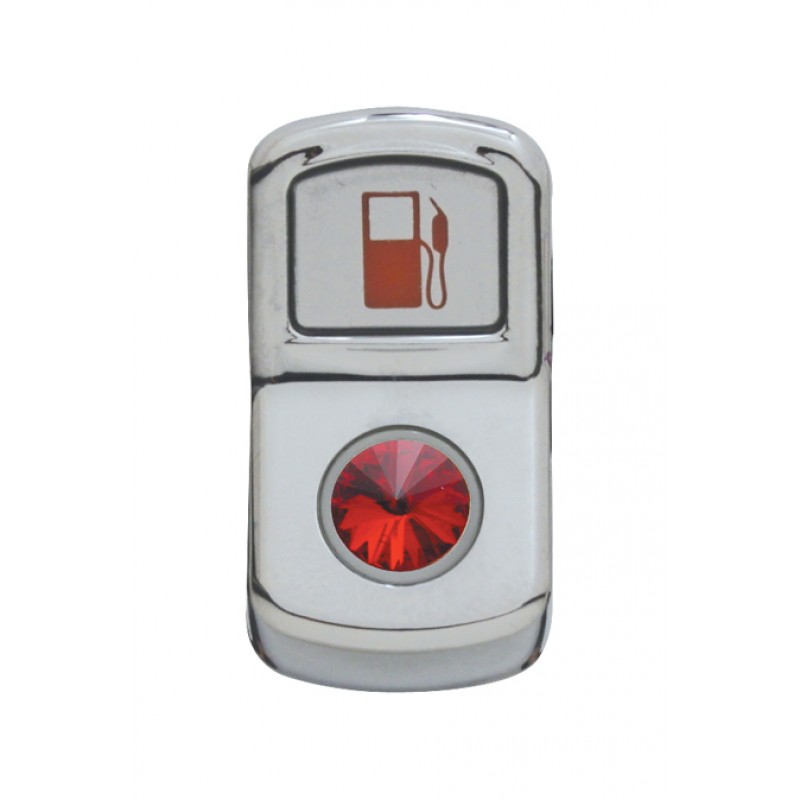 Chrome Plastic "Fuel" Rocker Switch Cover W/ Diamond - Red