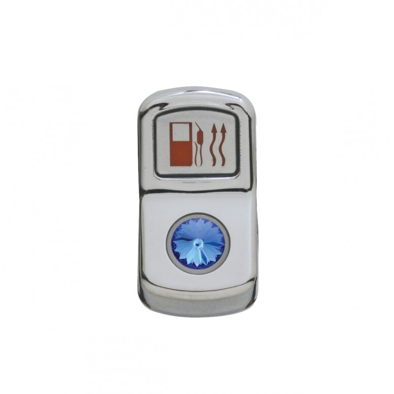 Chrome Plastic "Fuel Heat" Rocker Switch Cover W/ Diamond - Blue