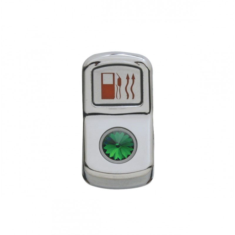 Chrome Plastic "Fuel Heat" Rocker Switch Cover W/ Diamond - Green