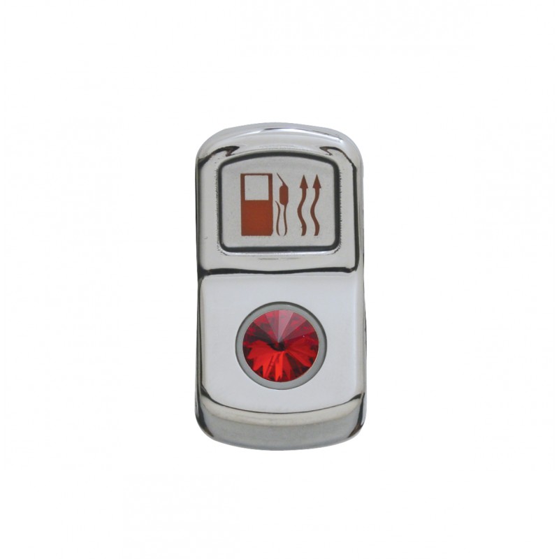 Chrome Plastic "Fuel Heat" Rocker Switch Cover W/ Diamond - Red