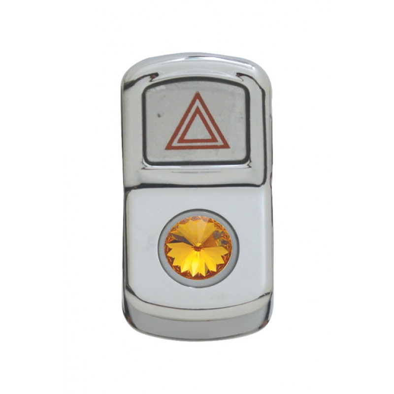 Chrome Plastic "Hazard" Rocker Switch Cover W/ Diamond - Amber
