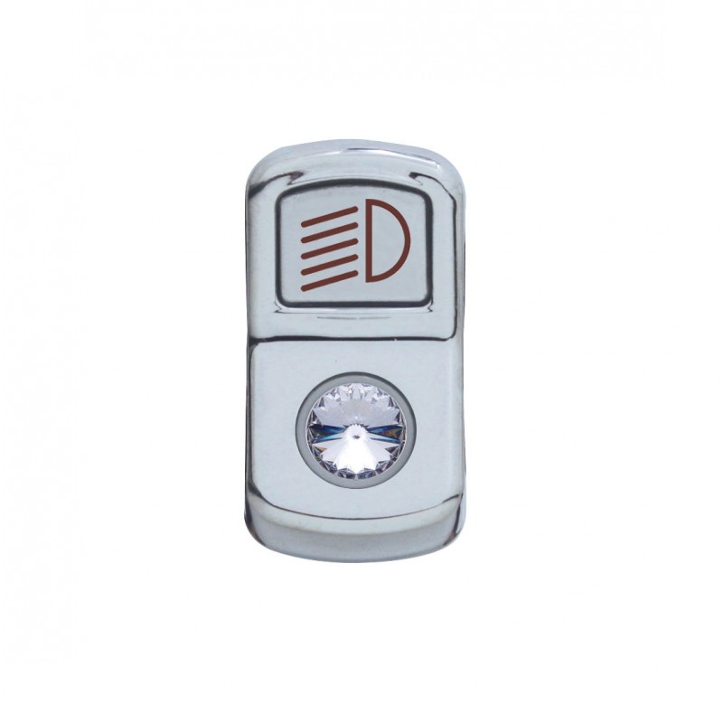 Chrome Plastic "Headlight" Rocker Switch Cover W/ Diamond - Clear