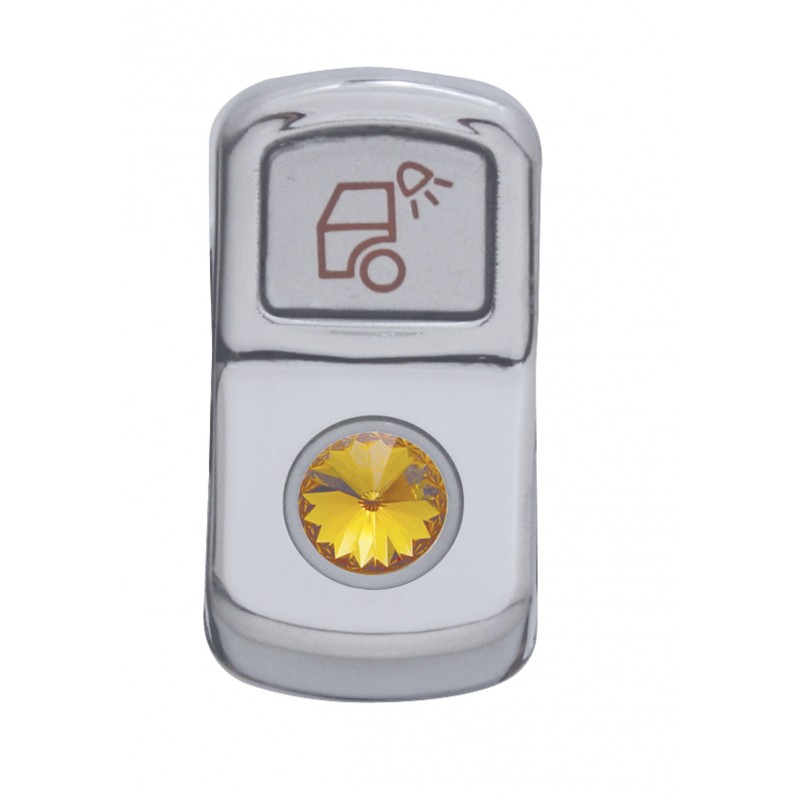 Chrome Plastic "Load Light" Rocker Switch Cover W/ Diamond - Amber