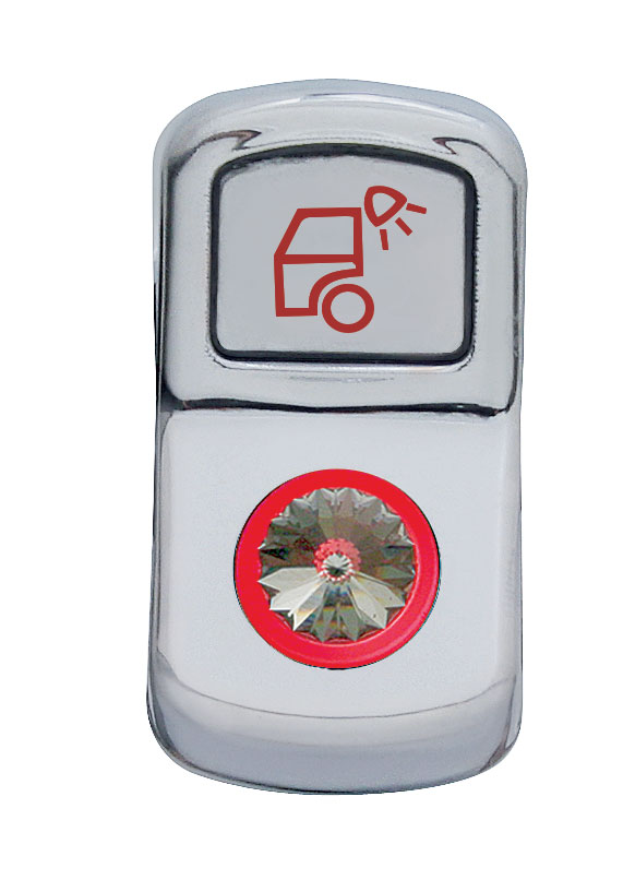 Chrome Plastic "Load Light" Rocker Switch Cover W/ Diamond - Clear