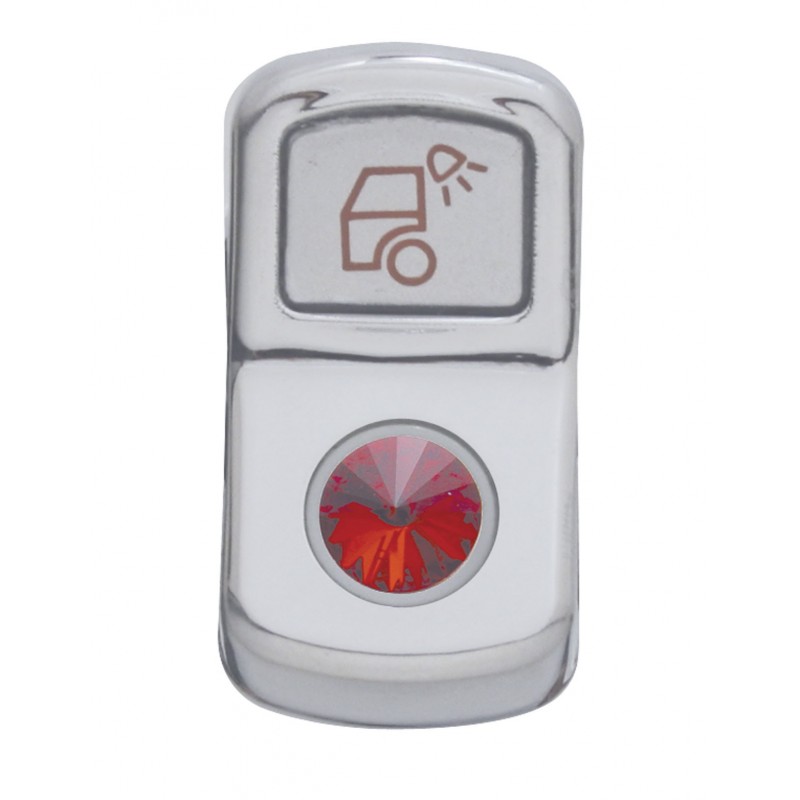 Chrome Plastic "Load Light" Rocker Switch Cover W/ Diamond - Red