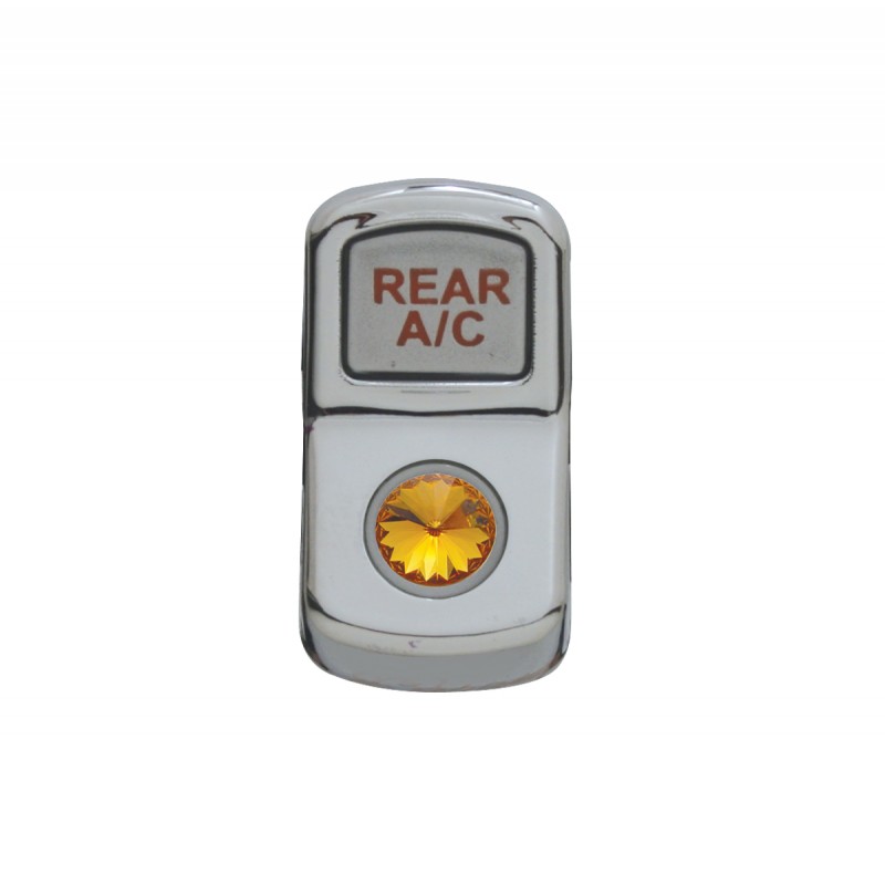 Chrome Plastic "Rear A/C" Rocker Switch Cover W/ Diamond - Amber