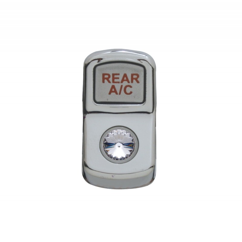 Chrome Plastic "Rear A/C" Rocker Switch Cover W/ Diamond - Clear
