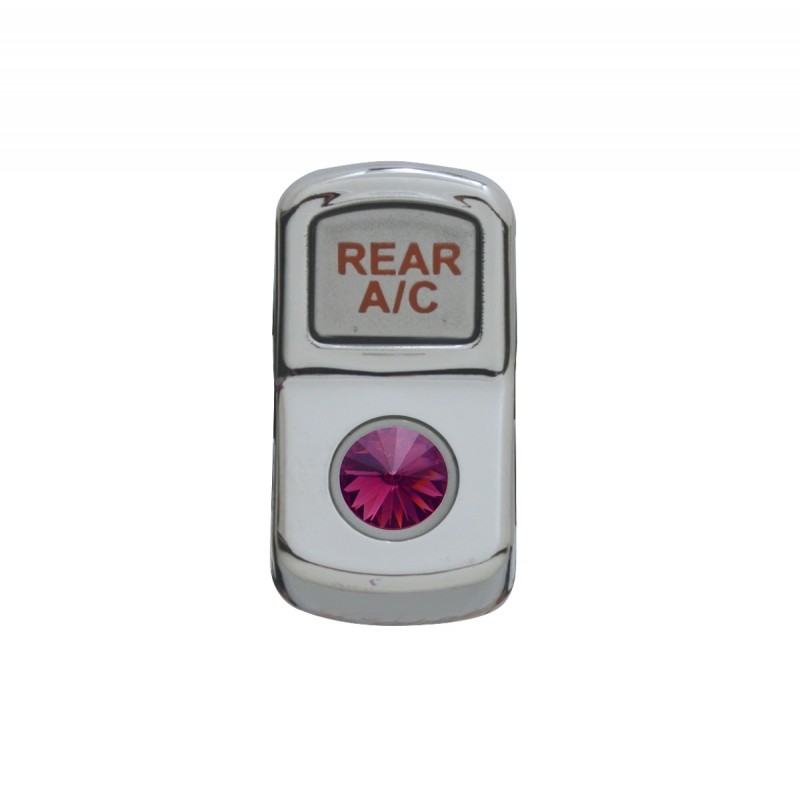 Chrome Plastic "Rear A/C" Rocker Switch Cover W/ Diamond - Purple