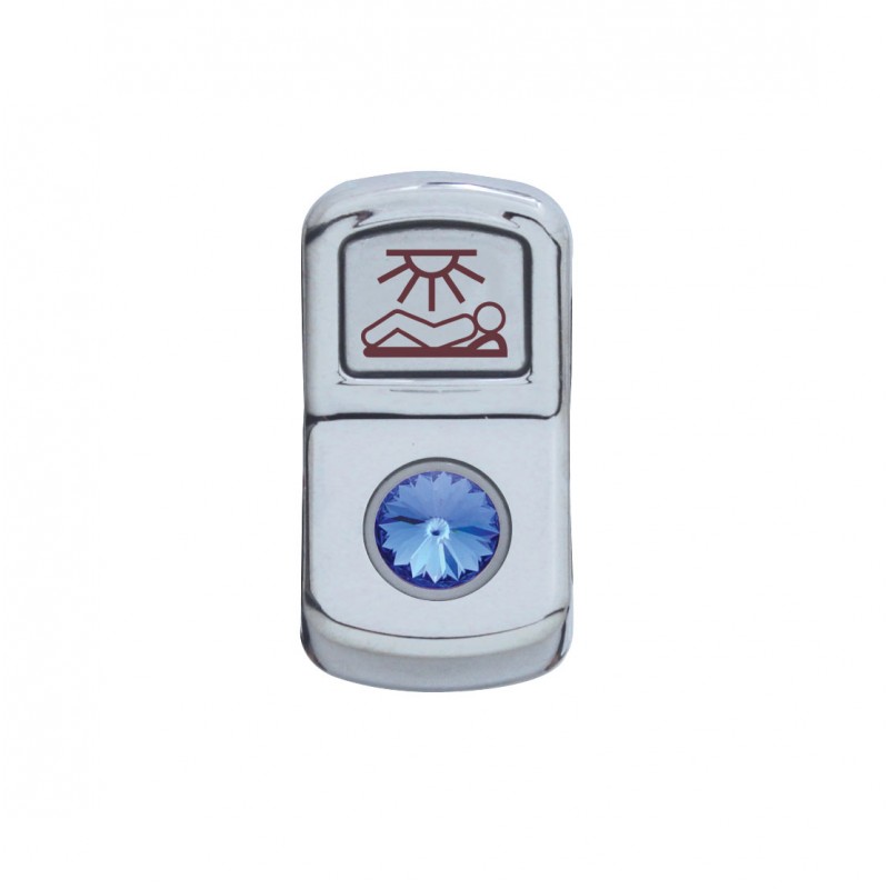 Chrome Plastic "Sleeper Light" Rocker Switch Cover W/ Diamond - Blue