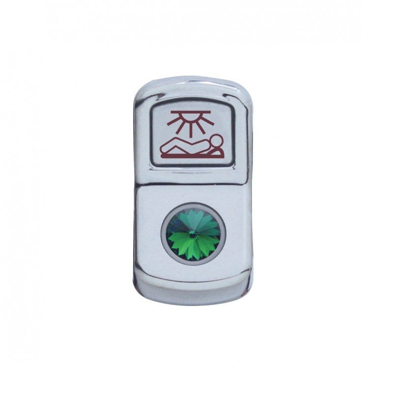 Chrome Plastic "Sleeper Light" Rocker Switch Cover W/ Diamond - Green