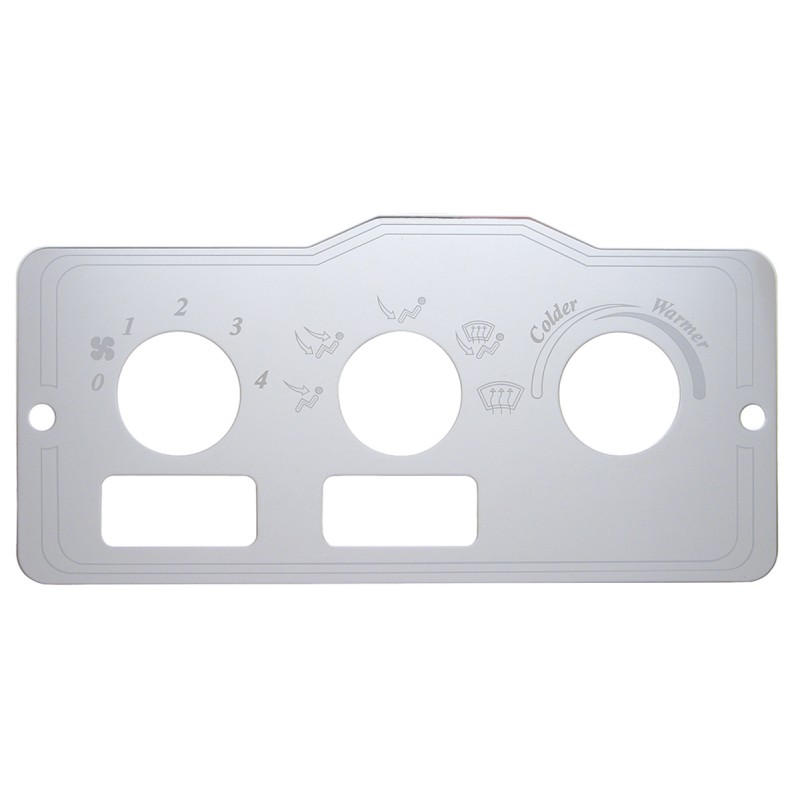 Stainless Steel Peterbilt A/C Heater Control Plate - 2 Square Holes