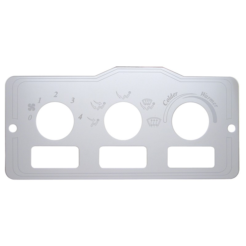 Stainless Steel Peterbilt A/C Heater Control Plate - 3 Square Holes
