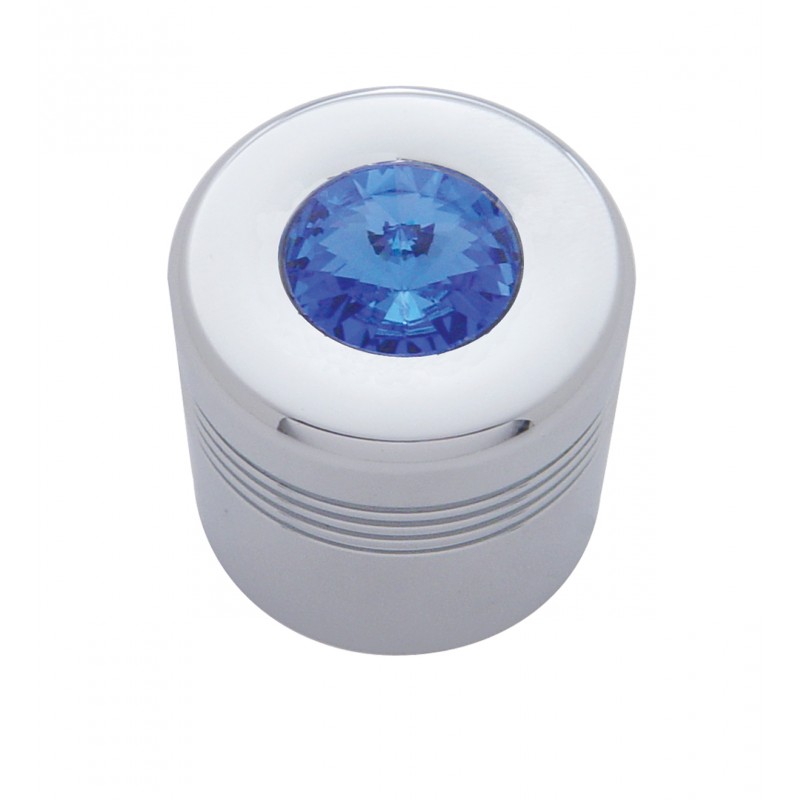 Chrome Aluminum Glove Box Knob Cover W/ Diamond - Blue
