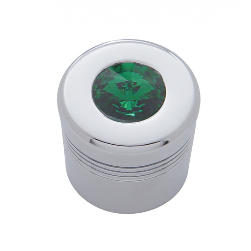Chrome Aluminum Glove Box Knob Cover W/ Diamond - Green
