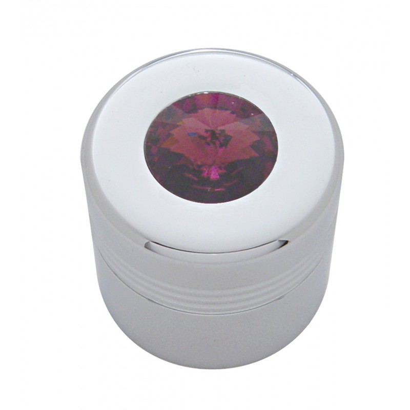 Chrome Aluminum Glove Box Knob Cover W/ Diamond - Purple