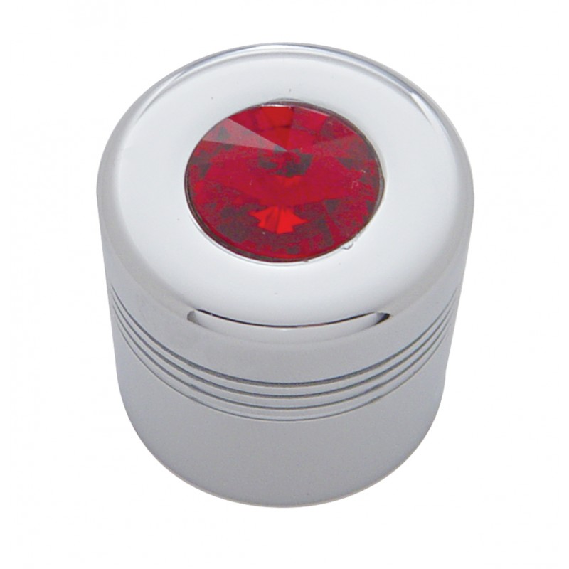 Chrome Aluminum Glove Box Knob Cover W/ Diamond - Red