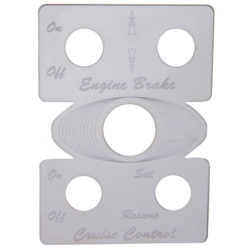 Stainless Steel Peterbilt 5 Hole Switch Plate - Engine Brake/Cruise Control