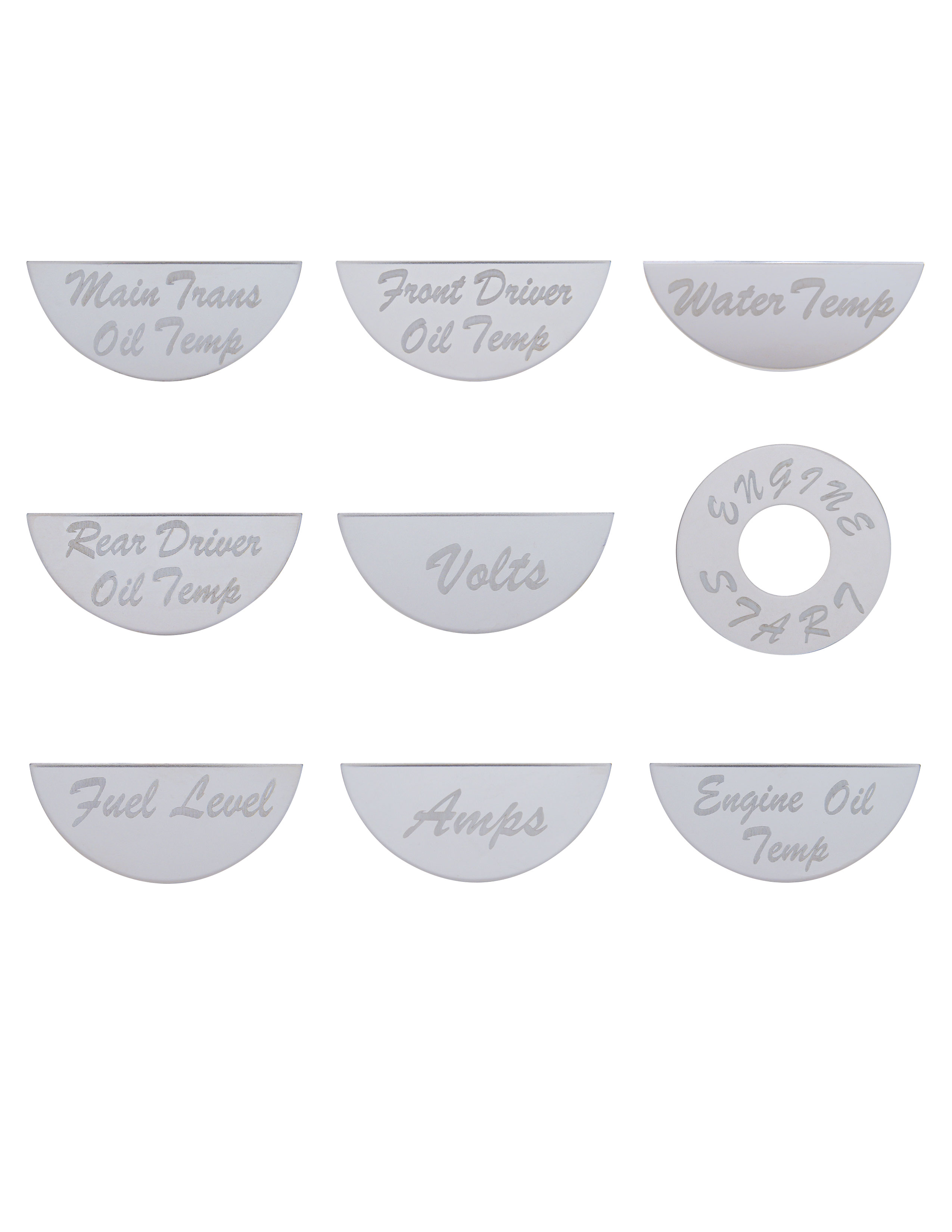 (9/Card) Stainless Steel Peterbilt Gauge Emblem - Gauge Master Pack B