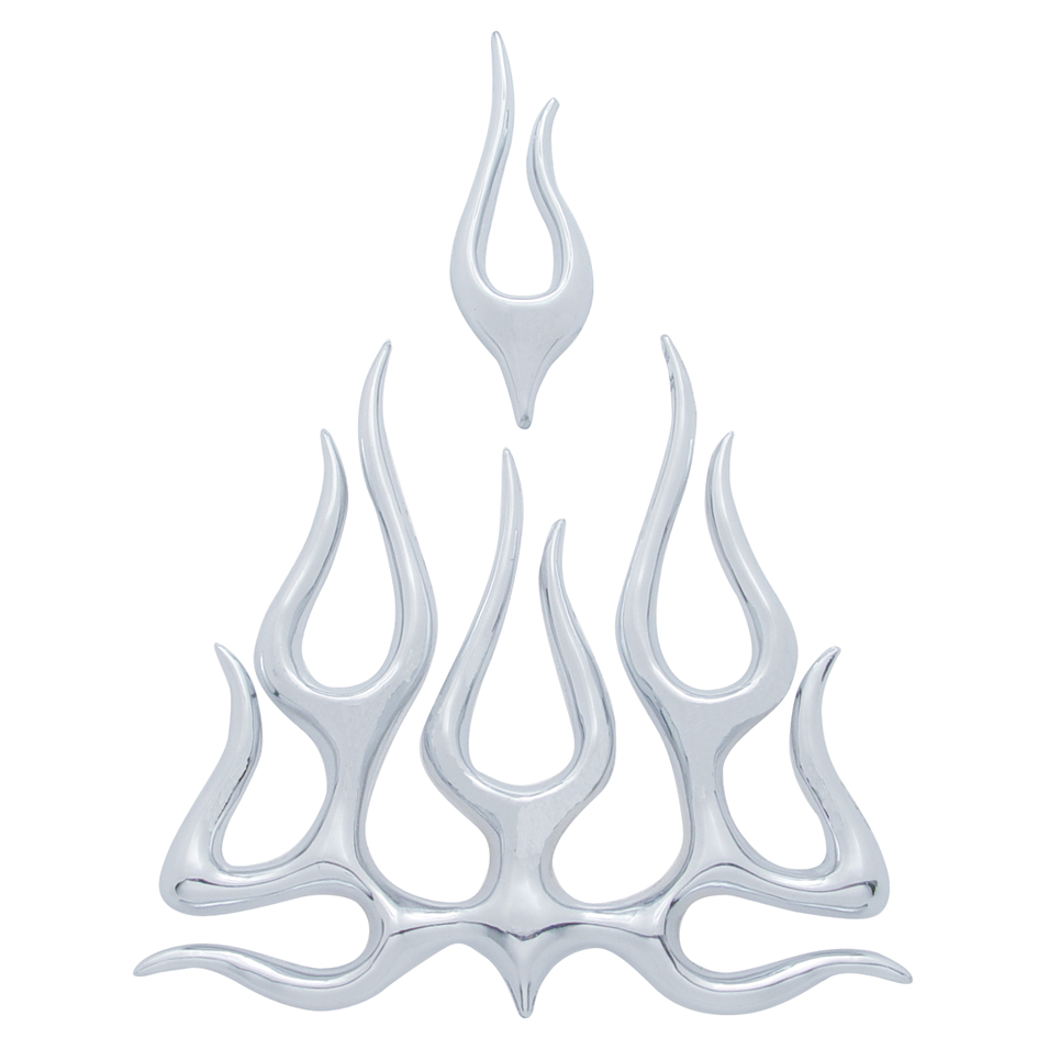 Chrome Plastic Large 2 Pieces Flame Accent