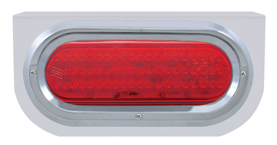 Stainless Steel Light Bracket W/ 60 Red Led Oval Light W/ Visor - Red Lens