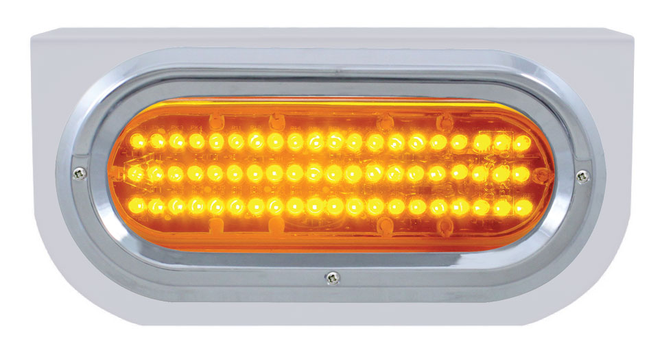 Stainless Steel Light Bracket W/ 60 Amber Led Oval Light W/ Visor - Amber Lens