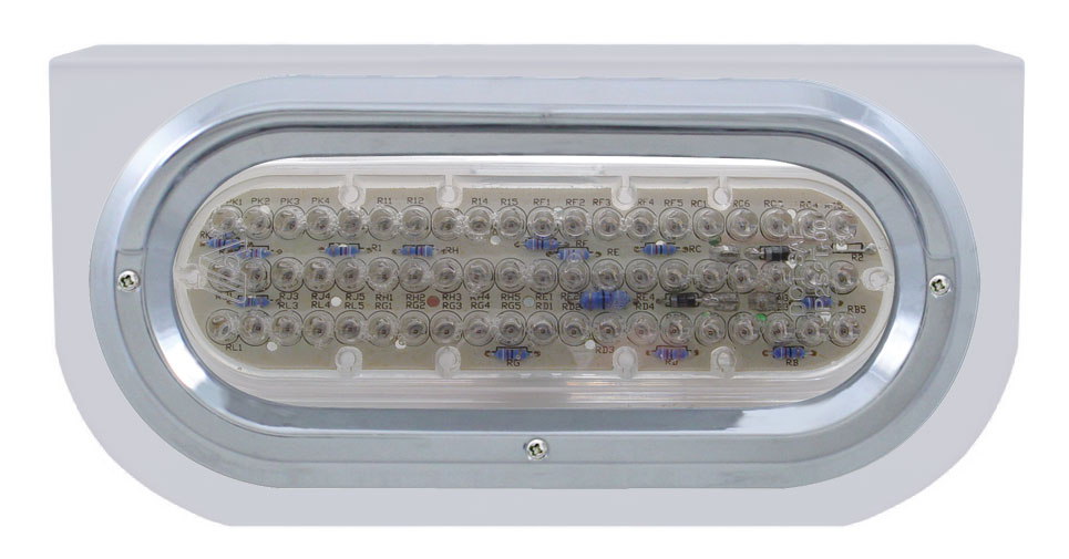 Stainless Steel Light Bracket W/ 60 Amber Led Oval Light W/ Visor - Clear Lens