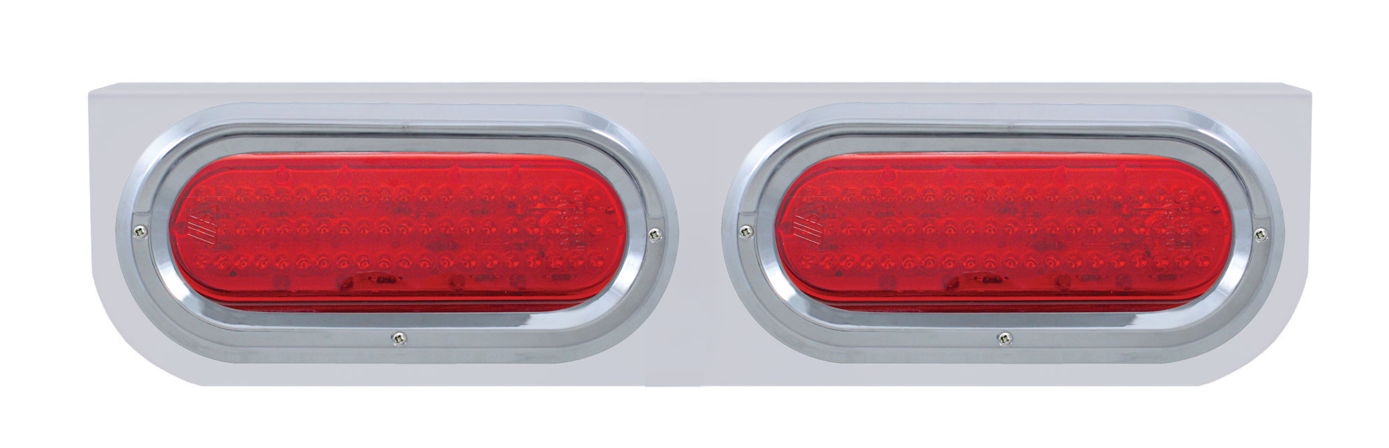 Stainless Steel Light Bracket W/ Two 60 Red Led Oval Light W/ Visor - Red Lens