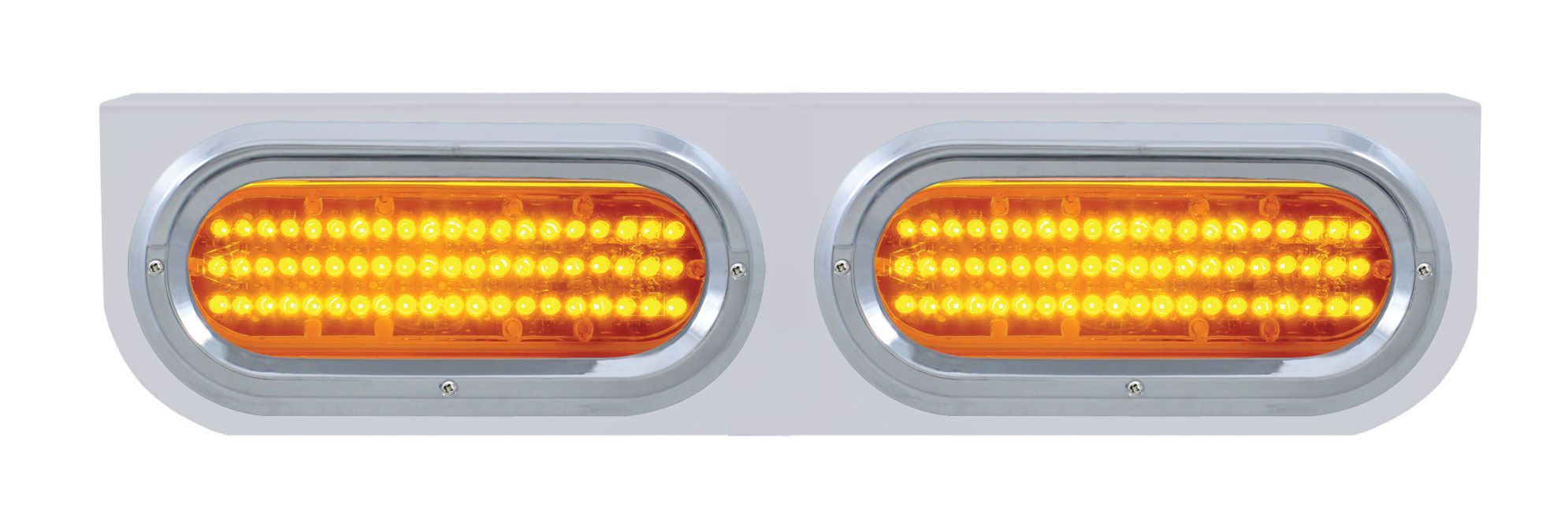 Stainless Steel Light Bracket W/ Two 60 Amber Led Oval Light W/ Visor - Amber Lens