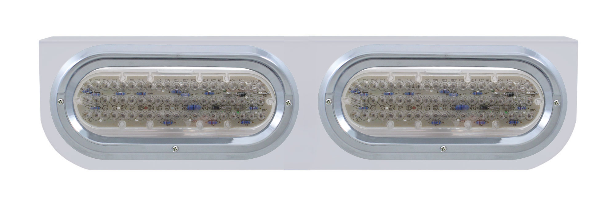 Stainless Steel Light Bracket W/ Two 60 Amber Led Oval Light W/ Visor - Clear Lens