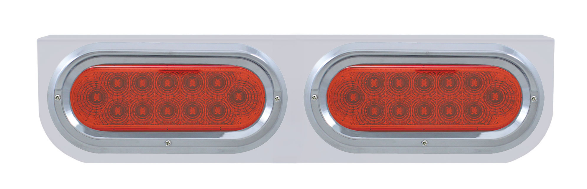 Stainless Steel Light Bracket W/ Two 12 Red Led Oval Light W/ Visor - Red Lens